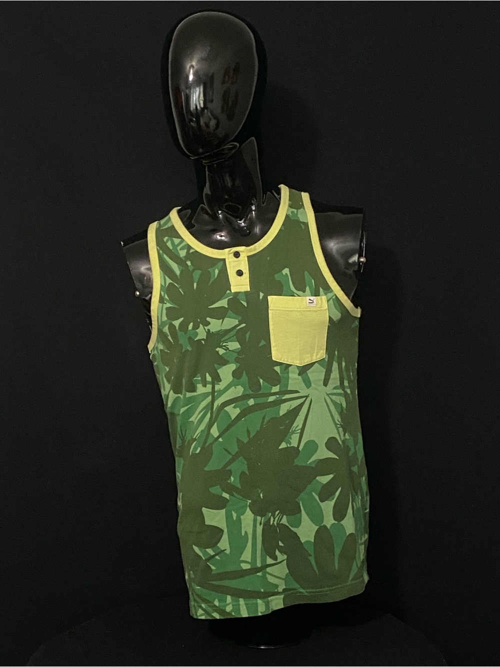Puma Green Tank with Yellow Trim and Red Logo